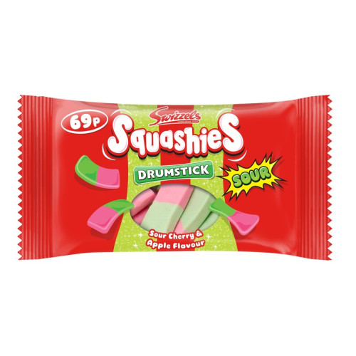 SWIZZELS DRUMSTICK SQUASHIES SOUR CHERRY & APPLE BAG 30x60G PMP &Acirc;&pound;0.69