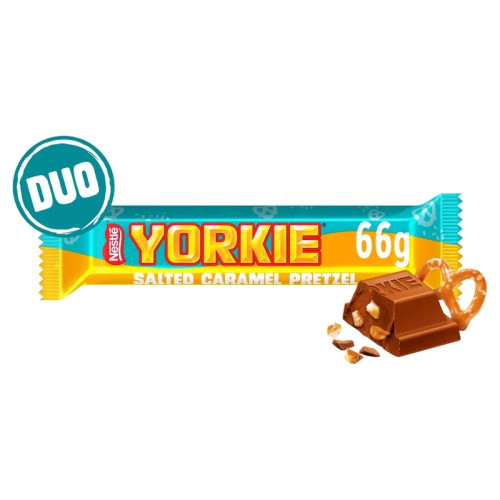 YORKIE SALTED CARAMEL PRETZEL MILK CHOCOLATE DUO BAR 24x66G
