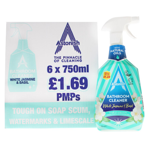 ASTONISH WHITE JASMINE & BASIL BATHROOM CLEANER 6x750ML PMP &Acirc;&pound;1.69