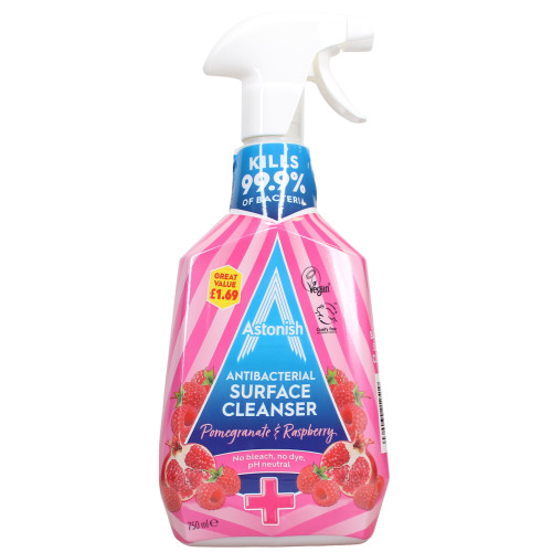 ASTONISH ANTIBACTERIAL POMEGRANATE & RASPBERRY SURFACE CLEANSER 6x750ML PMP &Acirc;&pound;1.69