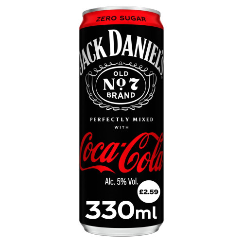 JACK DANIELS COCA COLA ZERO SUGAR READY TO DRINK CAN 12x330ML PMP &Acirc;&pound;2.59