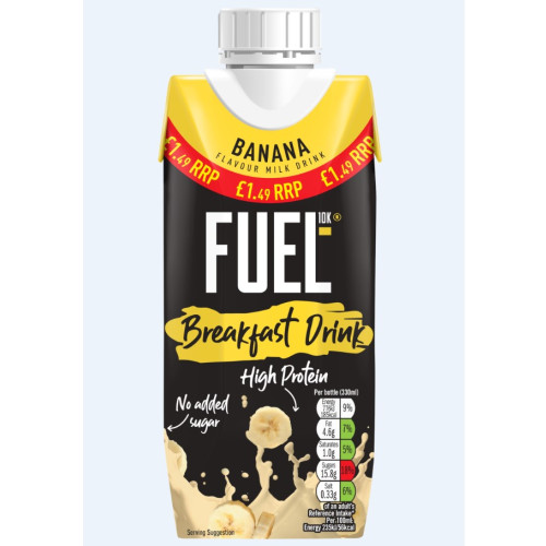 FUEL 10K BREAKFAST DRINK BANANA CARTON 8x330ML PMP &Acirc;&pound;1.49