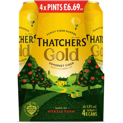 THATCHERS GOLD CIDER 4 PACK CAN 6x568ML PMP &Acirc;&pound;6.69