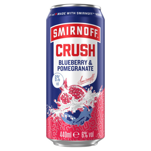 SMIRNOFF CRUSH BLUEBERRY AND POMEGRANATE READY TO DRINK CAN 12x440ML