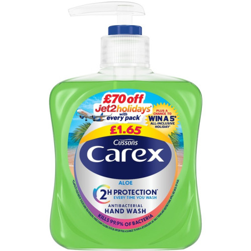 CAREX ANTI BACTERIAL ALOE VERA HAND WASH 6x250ML PMP &Acirc;&pound;1.65