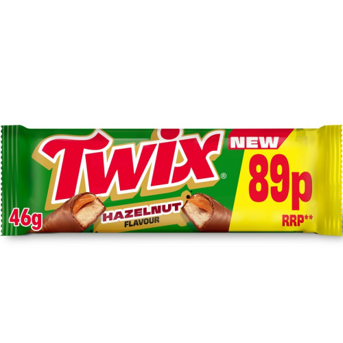 TWIX HAZELNUT MILK CHOCOLATE TWIN BAR 30x46G PMP &Acirc;&pound;0.89