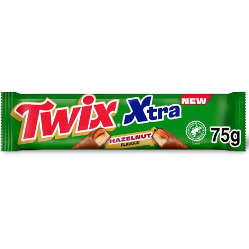 TWIX HAZELNUT XTRA MILK CHOCOLATE TWIN BAR 24x75G