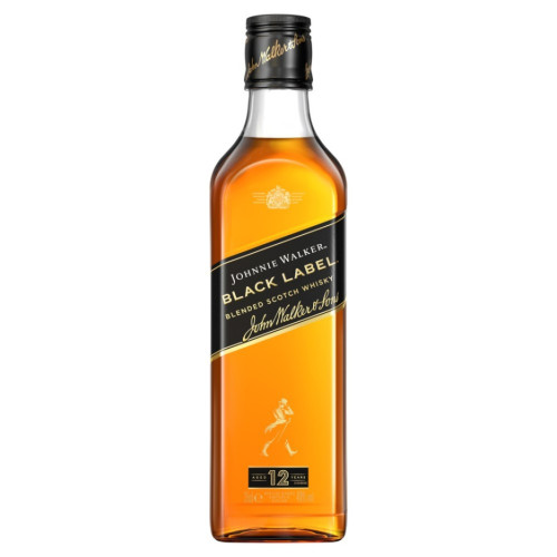 JOHNNIE WALKER BLACK LABEL 12 YEARS WHISKY BOTTLE 1x35CL
