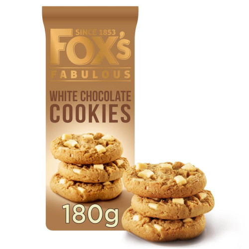 FOXS CHOCOLATEY WHITE CHOCOLATE COOKIES 8x180G PMP &Acirc;&pound;2.49