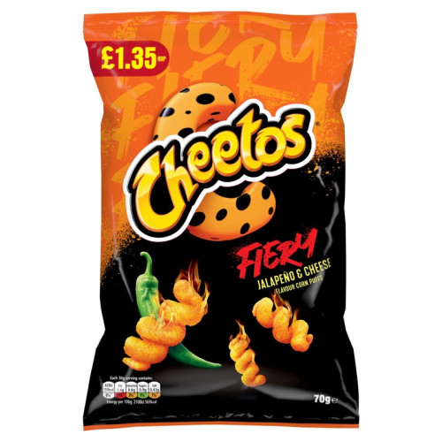 CHEETOS TWISTED JALAPENO & CHEESE FIERY CRISPS 12x70G PMP &Acirc;&pound;1.35