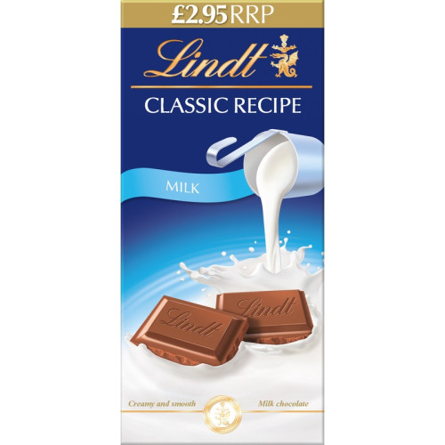 LINDT CLASSIC RECIPE MILK CHOCOLATE 8x100G PMP &Acirc;&pound;2.95