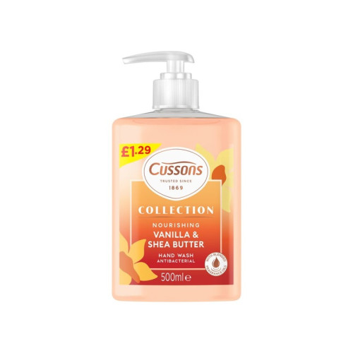 CUSSON CREATIONS VANILLA & SHEA BUTTER HAND WASH 6x500ML PMP &Acirc;&pound;1.29