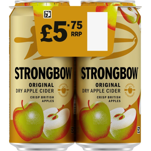 STRONGBOW ORIGINAL CIDER 4 PACK CAN 6x440ML PMP &Acirc;&pound;5.75