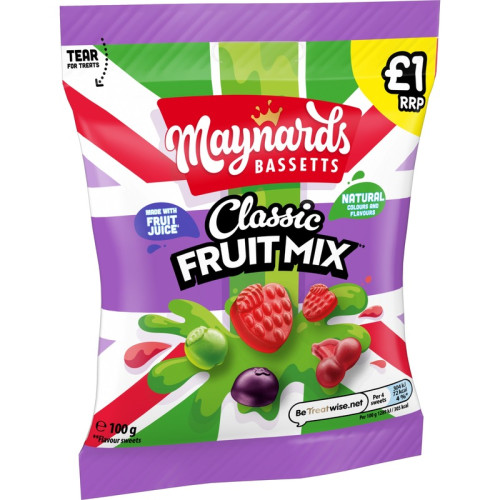 MAYNARDS BASSETTS CLASSIC FRUIT MIX SWEETS 10x100G PMP &Acirc;&pound;1.00