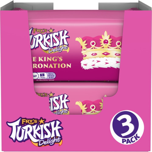 FRYS TURKISH DELIGHT CHOCOLATE BAR 3 PACK 24x153G