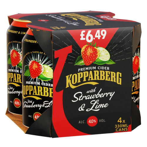 KOPPARBERG STRAWBERRY LIME CIDER 4 PACK CAN 6x330ML PMP &Acirc;&pound;6.49