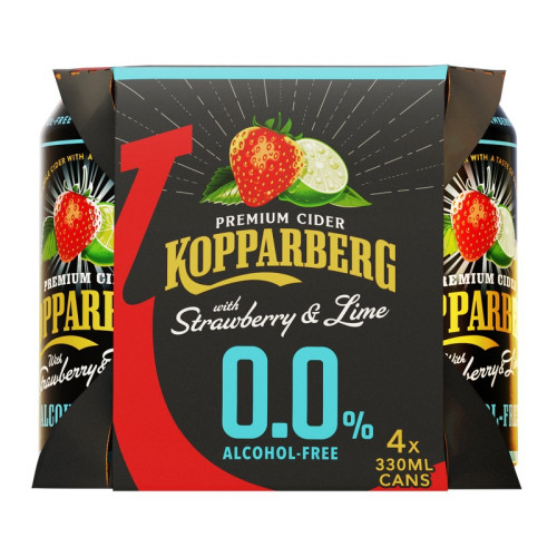 KOPPARBERG ALCOHOL FREE STRAWBERRY LIME CIDER 4 PACK CAN 6x330ML