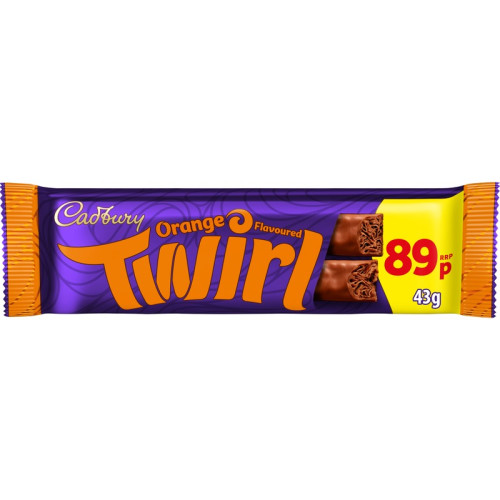 CADBURY TWIRL ORANGE CHOCOLATE BAR 48x43G PMP &Acirc;&pound;0.89