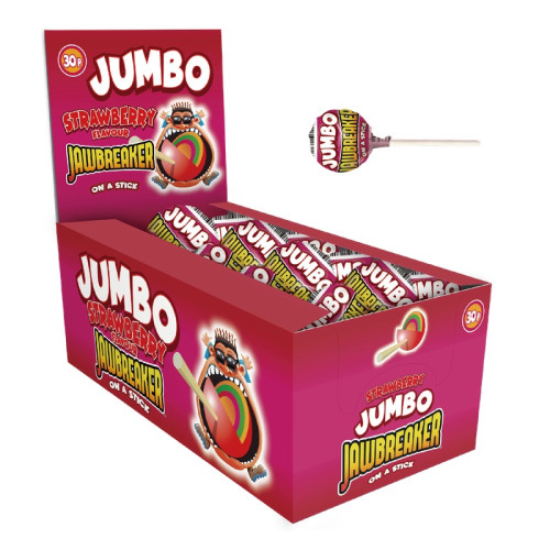 ZED STRAWBERRY JUMBO JAWBREAKER POP SWEETS 40x33G PMP &Acirc;&pound;0.30