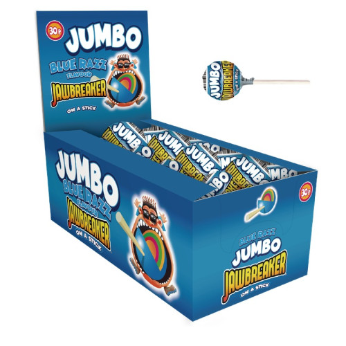 ZED BLUE RAZZ JUMBO JAWBREAKER POP SWEETS 40x33G PMP &Acirc;&pound;0.30