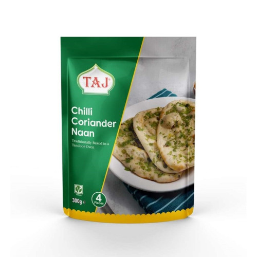TAJ CHILLI & CORIANDER NAAN BREADS 12x4x75G