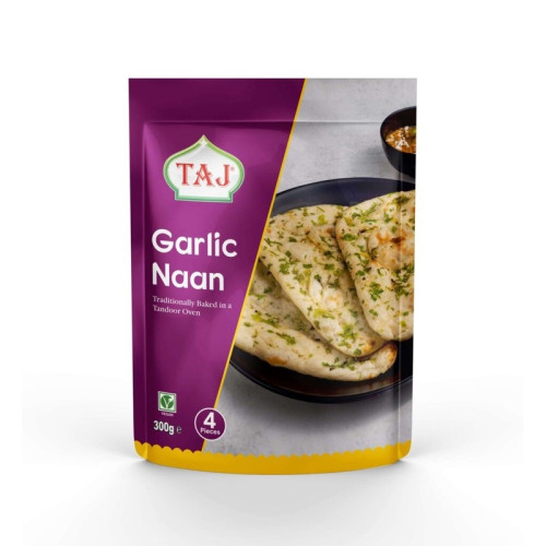 TAJ GARLIC & CORIANDER NAAN BREADS 12x4x75G