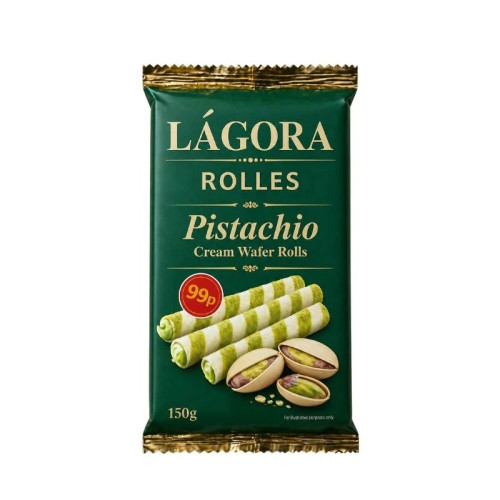 LAGORA ROLLES PISTACHIO WAFER ROLLS 30x150G PMP &Acirc;&pound;0.99