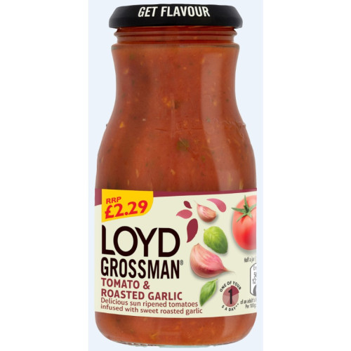 LOYD GROSSMAN TOMATO & ROASTED GARLIC PASTA SAUCE 6x350G PMP &Acirc;&pound;2.29