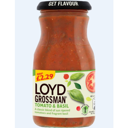 LOYD GROSSMAN TOMATO & BASIL PASTA SAUCE 6x350G PMP &Acirc;&pound;2.29
