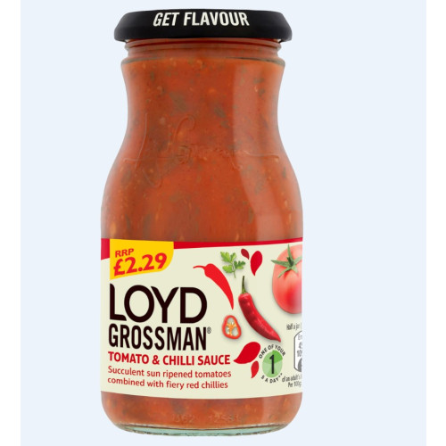 LOYD GROSSMAN TOMATO & CHILLI PASTA SAUCE 6x350G PMP &Acirc;&pound;2.29