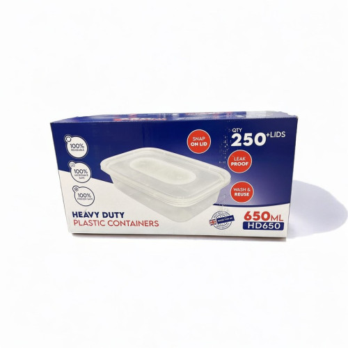 OPTIMAL HEAVY DUTY PLASTIC CONTAINER &LID 250x650ML