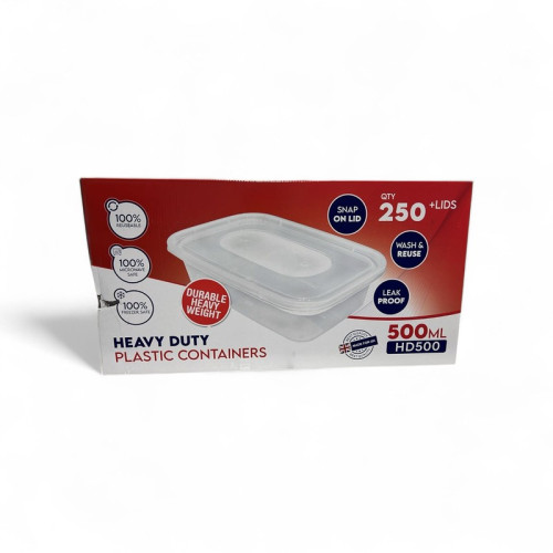 OPTIMAL HEAVY DUTY PLASTIC CONTAINER &LID 250x500ML