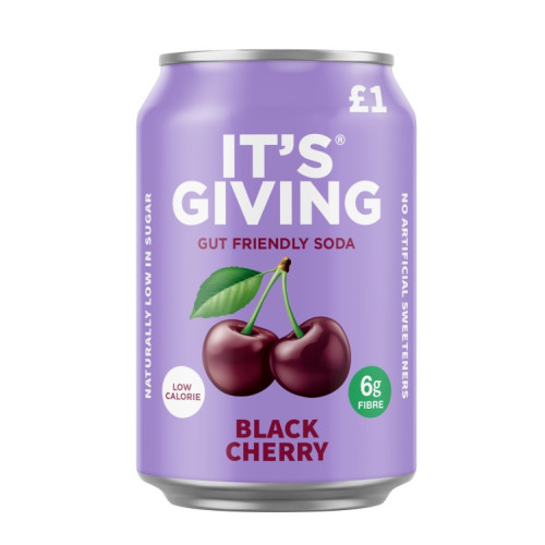 IT&acirc;S GIVING BLACK CHERRY CAN 24x330ML PMP &Acirc;&pound;1.00