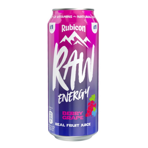 RUBICON RAW ENERGY BERRY GRAPE CAN 12x500ML PMP &Acirc;&pound;1.00