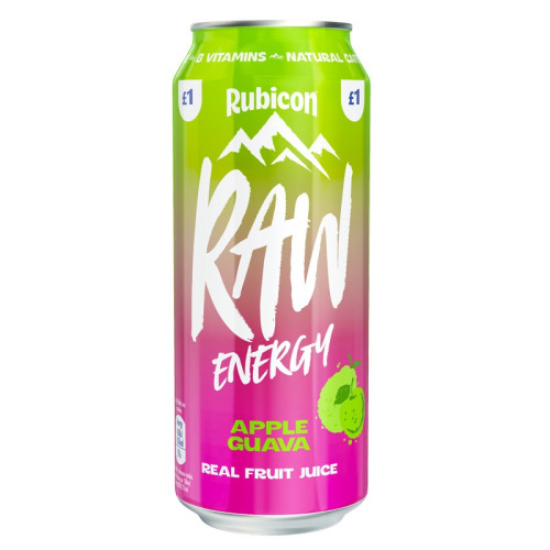 RUBICON RAW ENERGY APPLE GUAVA CAN 12x500ML PMP &Acirc;&pound;1.00