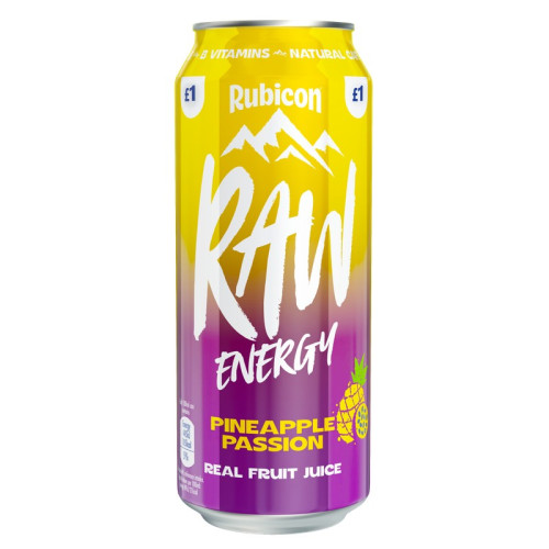 RUBICON RAW ENERGY PINEAPPLE PASSION CAN 12x500ML PMP &Acirc;&pound;1.00