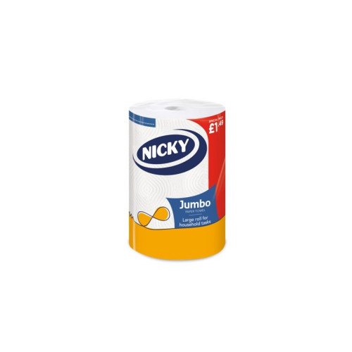 NICKY JUMBO WHITE 2 PLY KITCHEN TOWELS 12xSGL PMP &Acirc;&pound;1.49