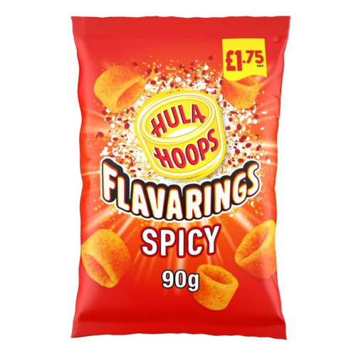 HULA HOOPS FLAVARINGS SPICY CRISPS 8x90G PMP &Acirc;&pound;1.75
