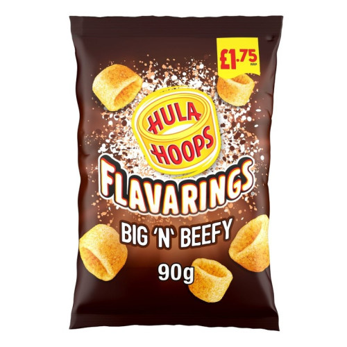 HULA HOOPS FLAVARINGS BIG & BEEFY CRISPS 8x90G PMP &Acirc;&pound;1.75