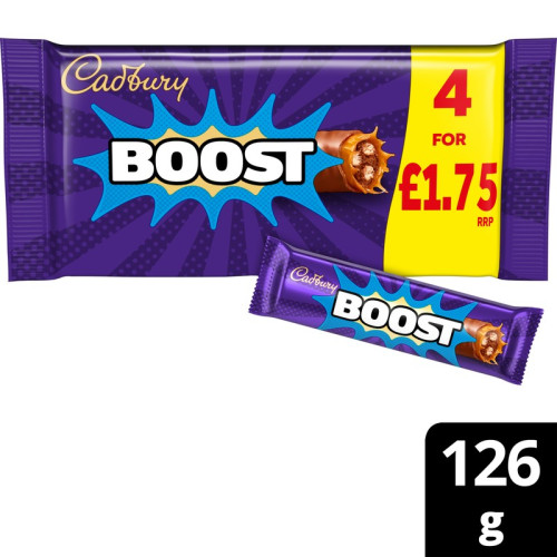 CADBURY BOOST CHOCOLATE BAR 4 PACK 12x126G PMP &Acirc;&pound;1.75