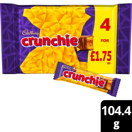 CADBURY CRUNCHIE CHOCOLATE BAR 4 PACK 10x104G PMP &Acirc;&pound;1.75