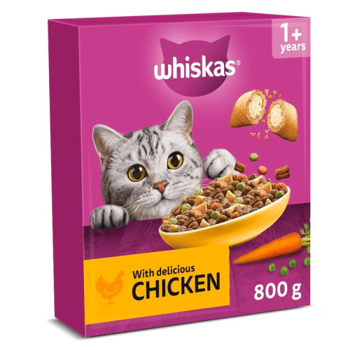 WHISKAS 1+ CAT COMPLETE DRY CHICKEN 5x800G