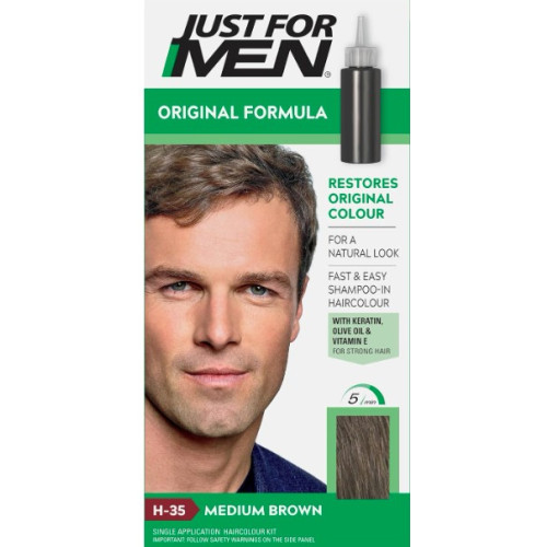 JUST FOR MEN MEDIUM BROWN HAIR COLOUR 3x66ML