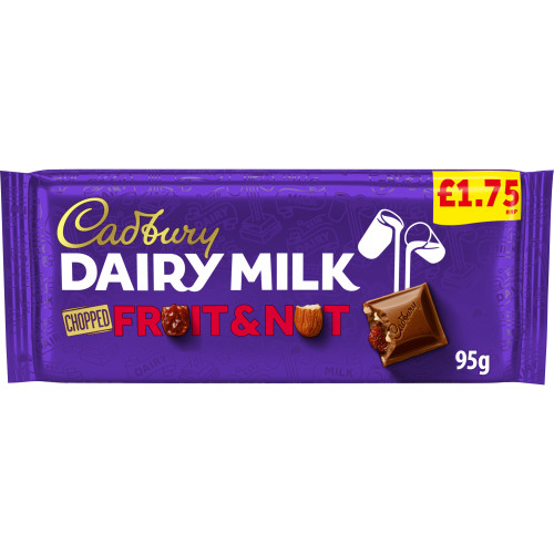 CADBURY DAIRY MILK CHOPPED FRUIT & NUT CHOCOLATE BAR 22x95G PMP &Acirc;&pound;1.75