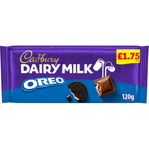 CADBURY DAIRY MILK OREO CHOCOLATE BAR 17x120G PMP &Acirc;&pound;1.75