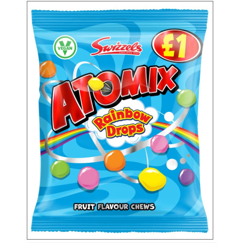 SWIZZELS ATOMIX RAINBOW DROPS SWEETS 12x100G PMP &Acirc;&pound;1.00
