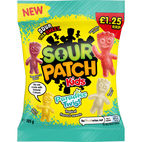 SOUR PATCH KIDS TROPICAL SWEETS BAG 10x105G PMP &Acirc;&pound;1.25