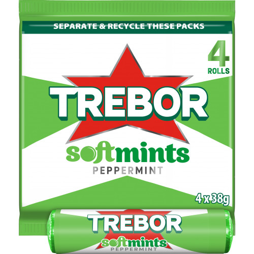 TREBOR PEPPERMINT 4 PACK SOFTMINTS 18x152G