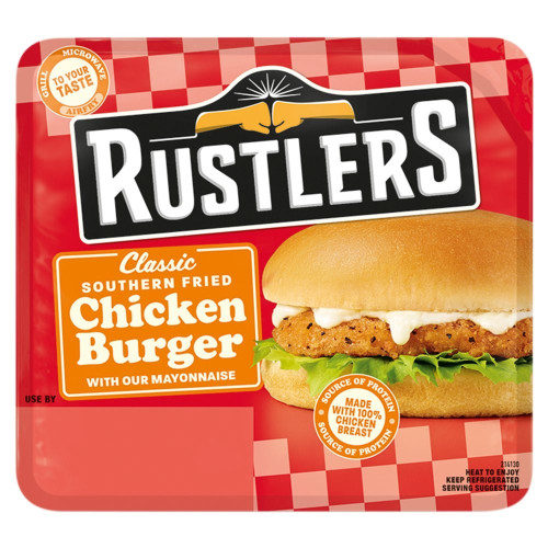 RUSTLERS SOUTHERN FRIED CHICKEN BURGER 1x127G PMP &Acirc;&pound;1.60
