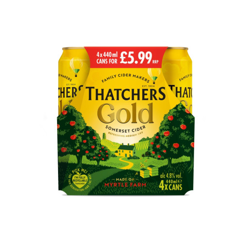 THATCHERS GOLD CIDER 4 PACK CAN 6x440ML PMP &Acirc;&pound;5.99